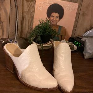 slip on faux snake skin heels